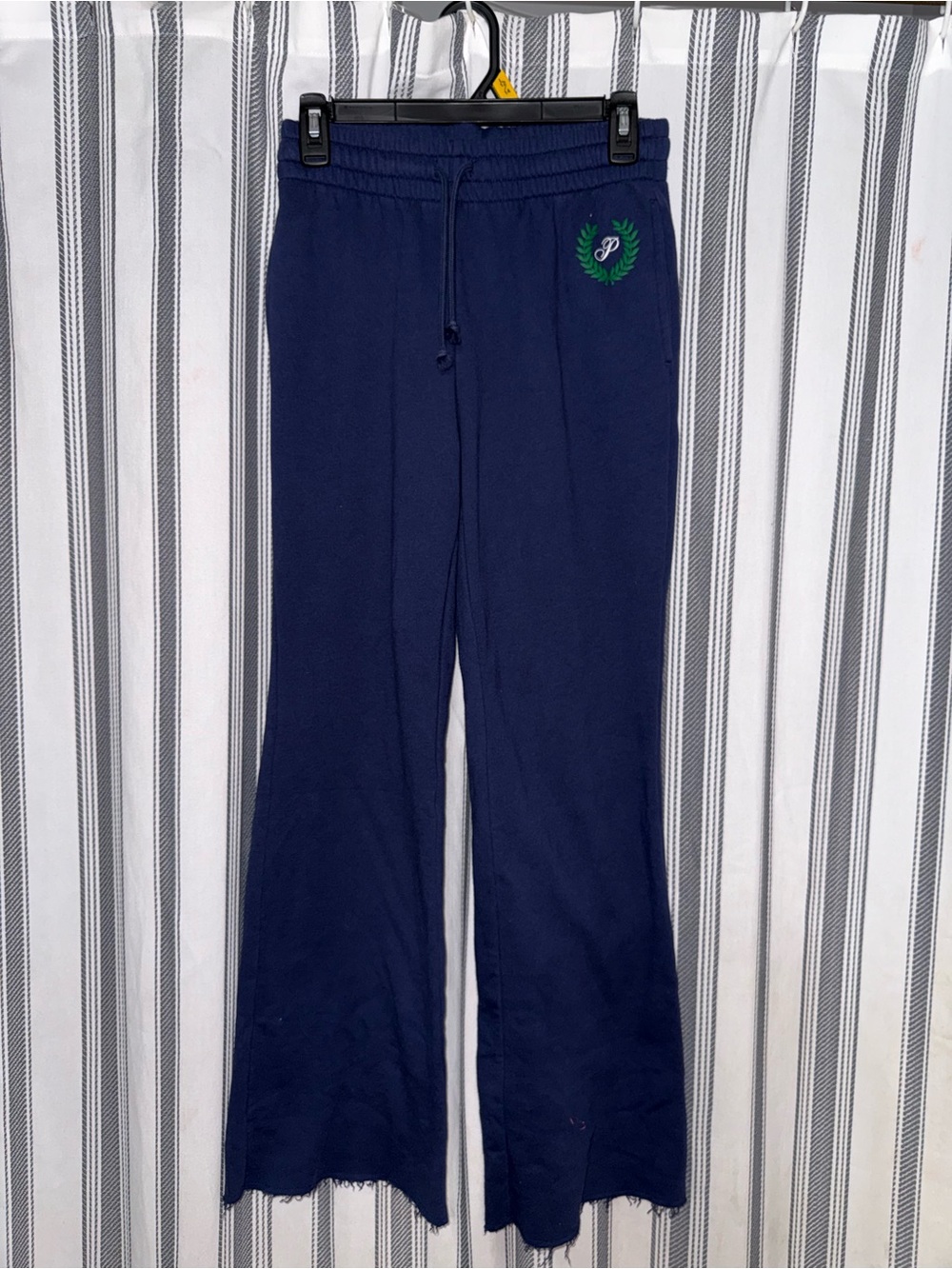 PINK Victoria's Secret Navy Sweatpants with Green Laurel Patch